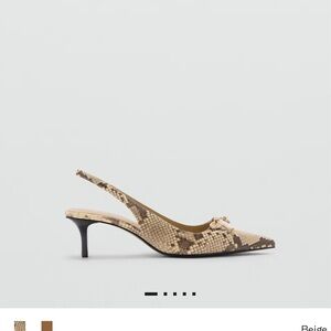 Mango Snakeskin Beige Slingback Heels